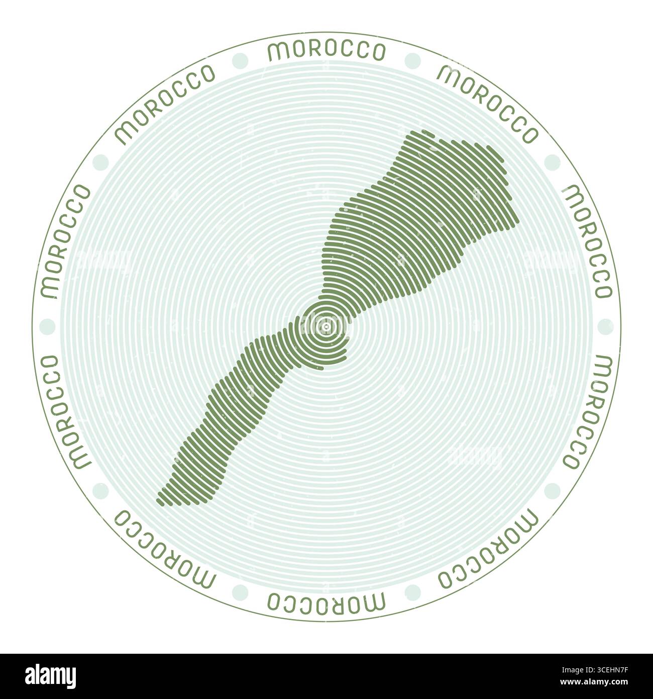 Arcs radiaux en forme de Maroc. Icône pays rond. Affiche de conception de logo Maroc. Belle illustration vectorielle. Illustration de Vecteur