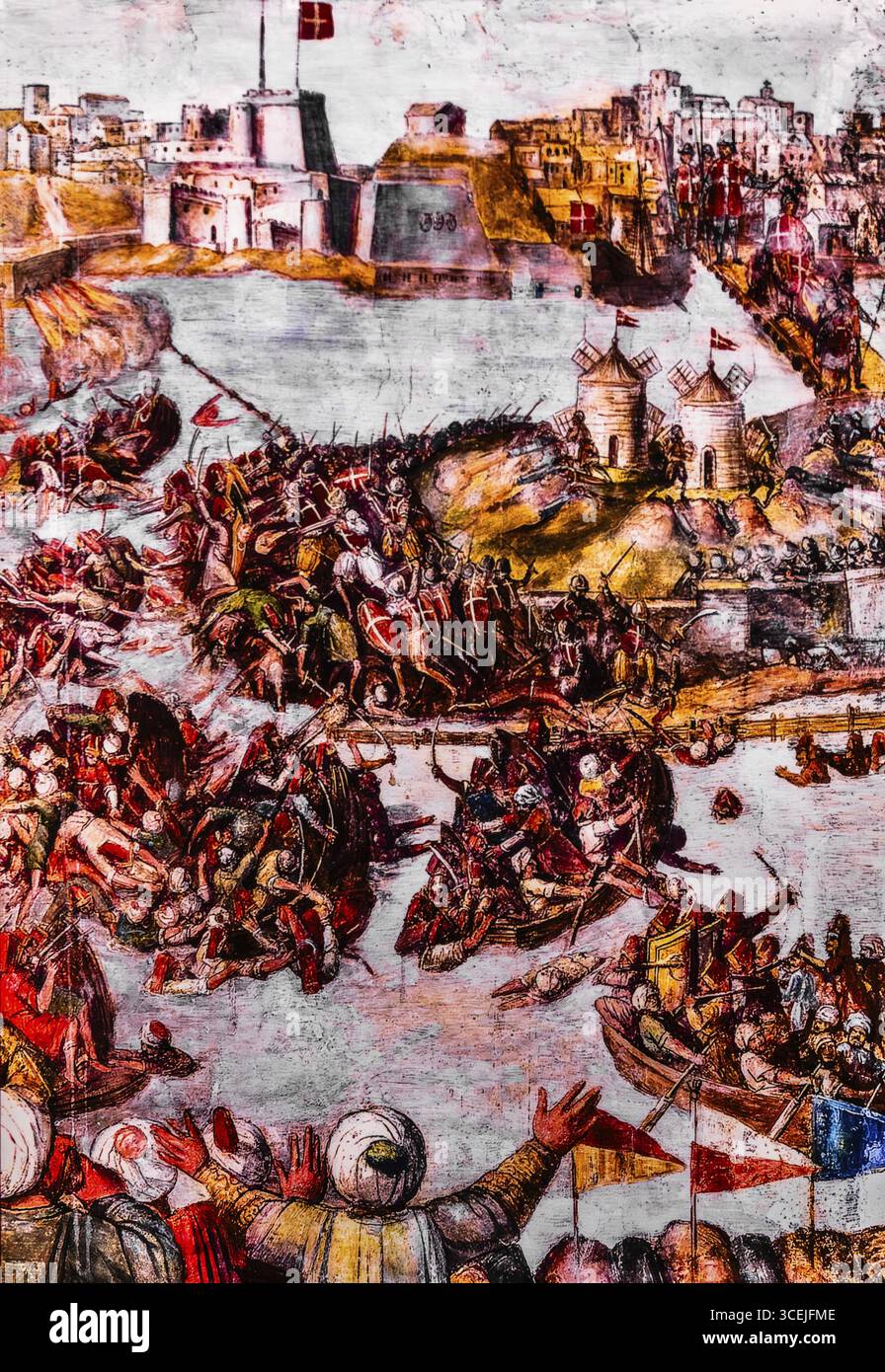 Fort : Michael est renforcé par le pont de Sengla, fort Elmo, forteresse à la pointe nord construite en 1670 par l'ordre de Malte pour fortifier le harbou Banque D'Images
