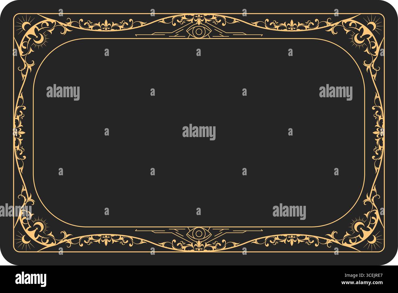 Cadre magique de style tarot avec ornement mystique, verso des cartes de tarot, bannière avec ornement de style ésotérique, vecteur Illustration de Vecteur