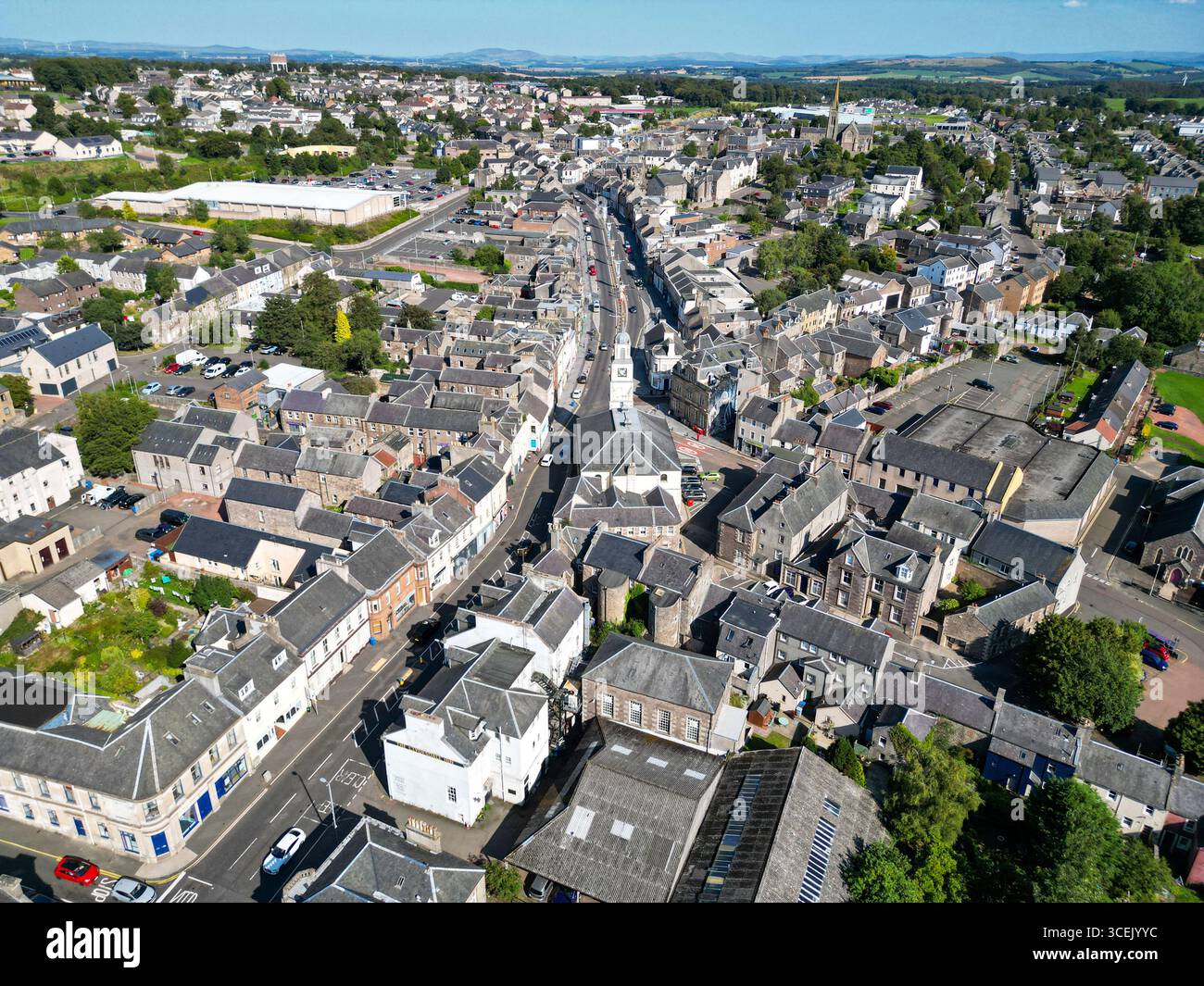 Vue aérienne de Lanark Town, South Lanarkshire, Écosse Banque D'Images