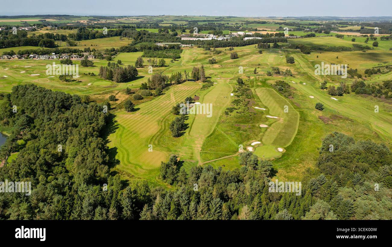 Vue aérienne du terrain de golf Lanark, Lanark, Écosse. Banque D'Images