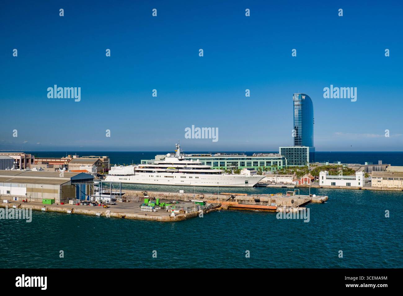 Mega yacht Eclipse, Port de Barcelone, Catalogne, Espagne Banque D'Images