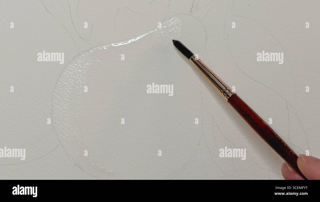 Peinture à l'aquarelle en cours d'une poire Banque D'Images