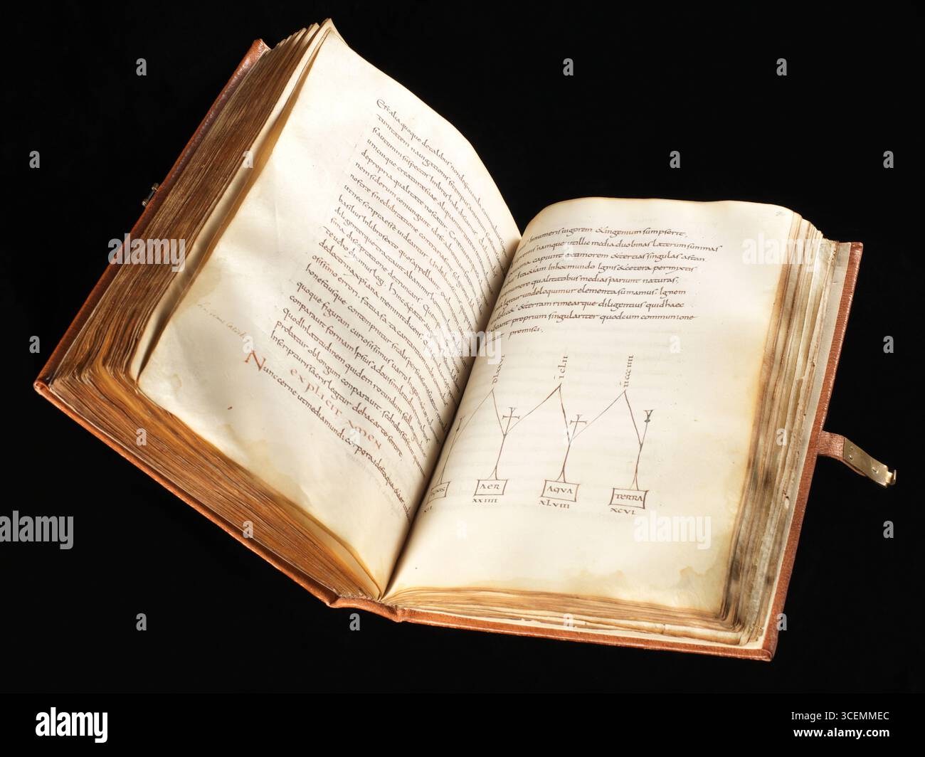 Codex du IXe siècle. La première partie, écrite à Mayence (cf. 1-110), contient le deuxième livre des Institutiones de Cassiodore, qui est consacré à la connaissance laïque ; depuis le IXe siècle, il est conservé dans plusieurs manuscrits dans une version interpolée qui contient les remarques de Cassiodore sur la grammaire, la rhétorique, la dialectique, l'arithmétique, la musique, géométrie et astronomie, complétée par des extraits de Quintilien, Boethius, Augustin et autres. La deuxième partie, écrite à Mayence ou à Saint-Amand (111–126), contient les poèmes d'Optatianus Porphyrius ainsi que certains depuis le début Banque D'Images