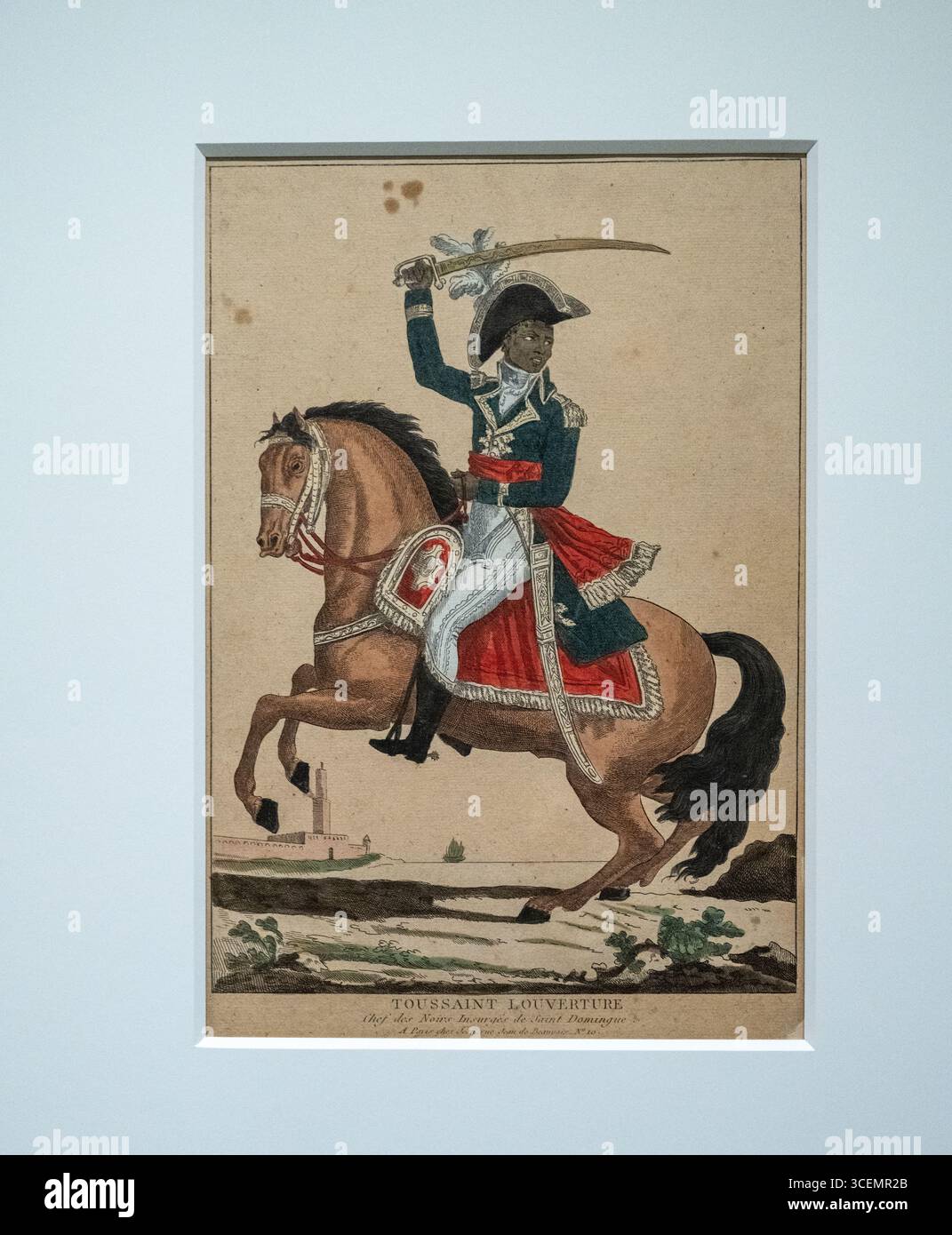 Photo du général Toussaint L'ouverture en uniforme militaire sur un cheval, leader noir de la Révolution haïtienne contre la France pour libérer l'esclave pe Banque D'Images
