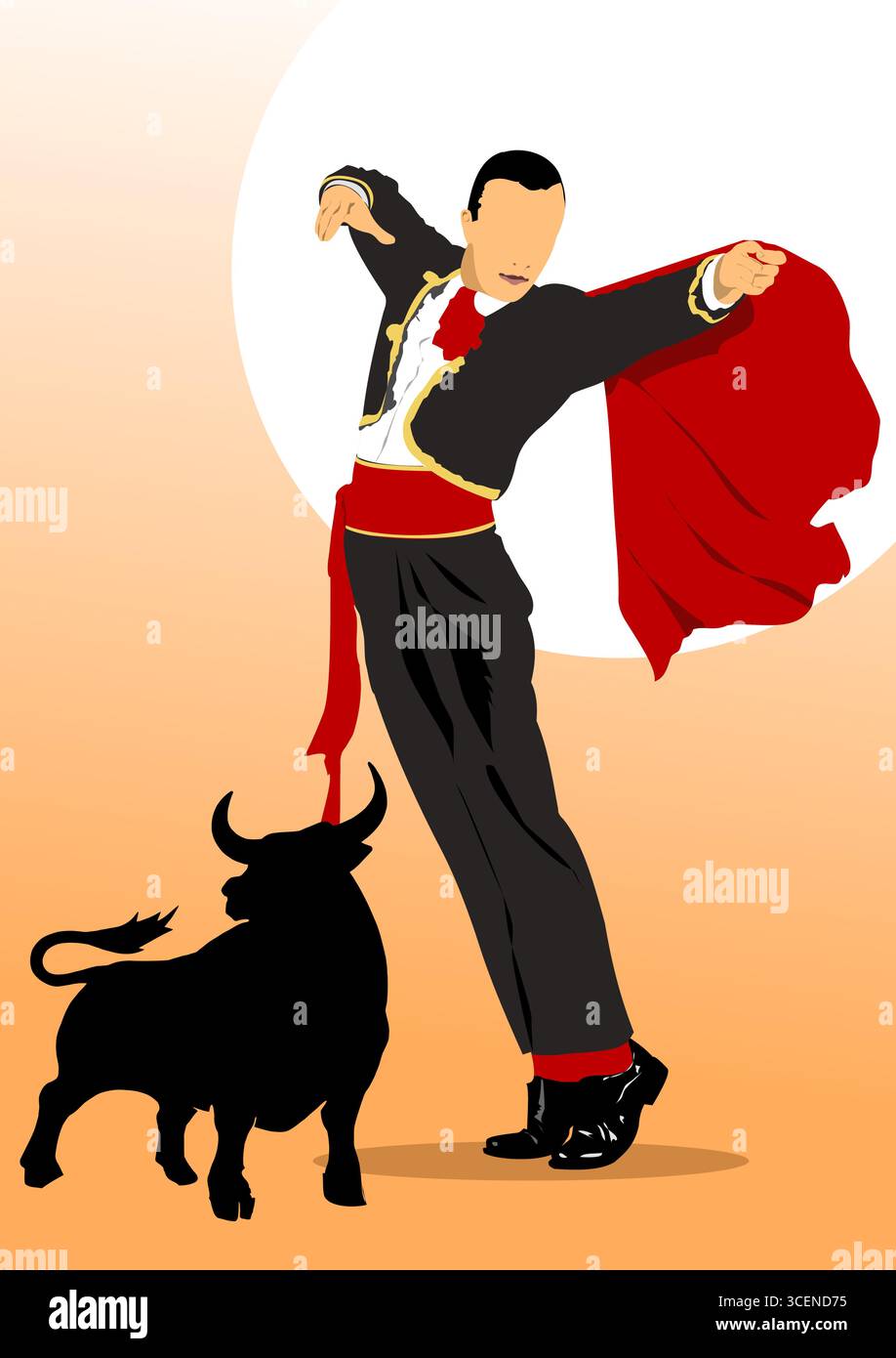 Jeune homme dansant le flamenco. Illustration vectorielle 3d dessinée à la main Illustration de Vecteur