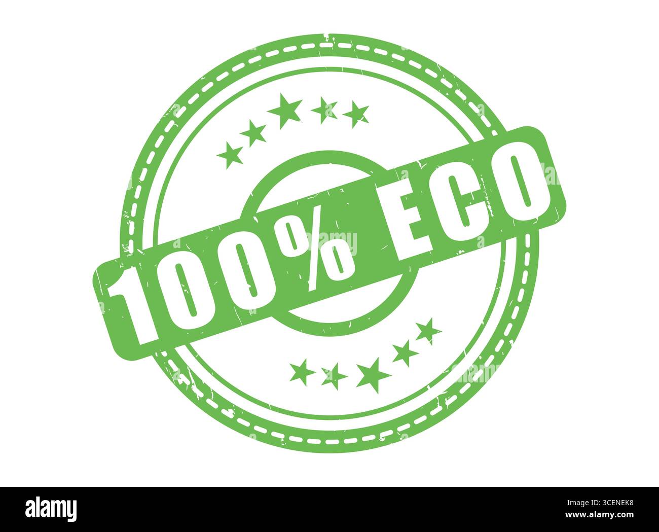 Un sceau de tampon en caoutchouc 100% ECO avec une bordure en étoile Illustration de Vecteur