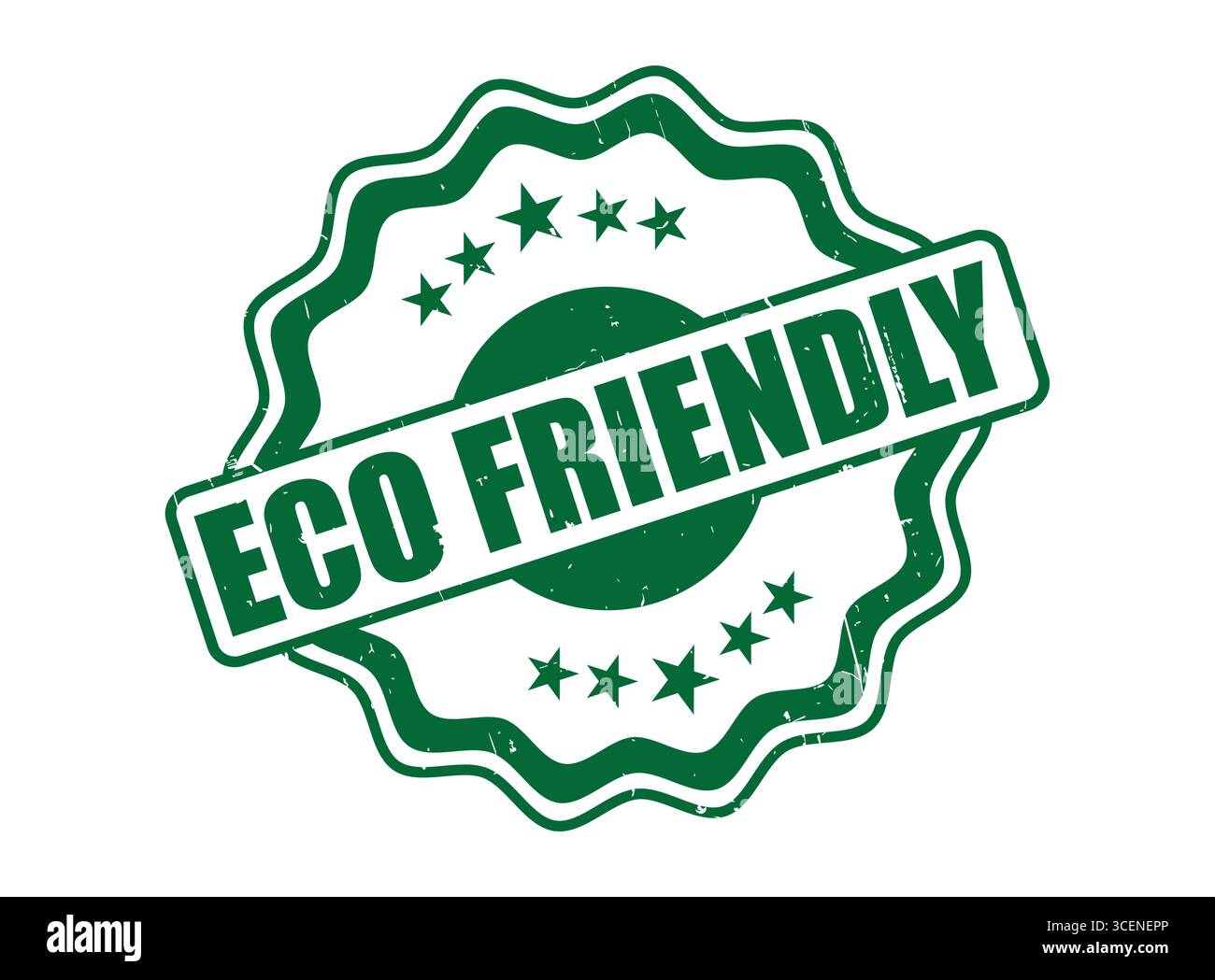 Un sceau de tampon en caoutchouc RESPECTUEUX de l'environnement avec une bordure décorative Illustration de Vecteur