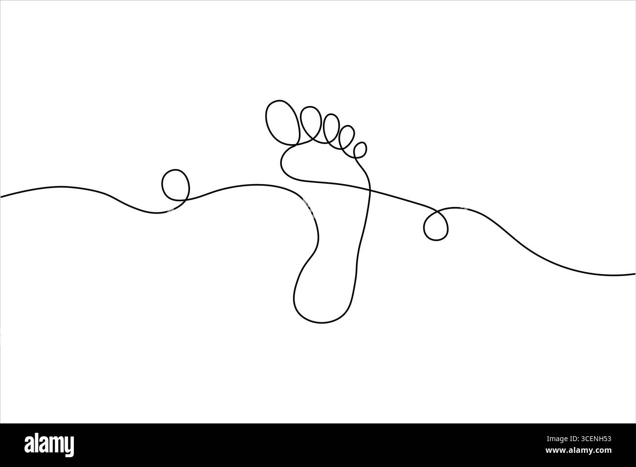 Art d'une seule ligne d'un pied humain avec des lignes ondulées abstraites Illustration de Vecteur