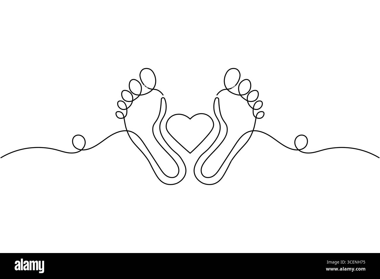Dessin d'une ligne de deux pieds et semelle de pied de coeur Illustration de Vecteur