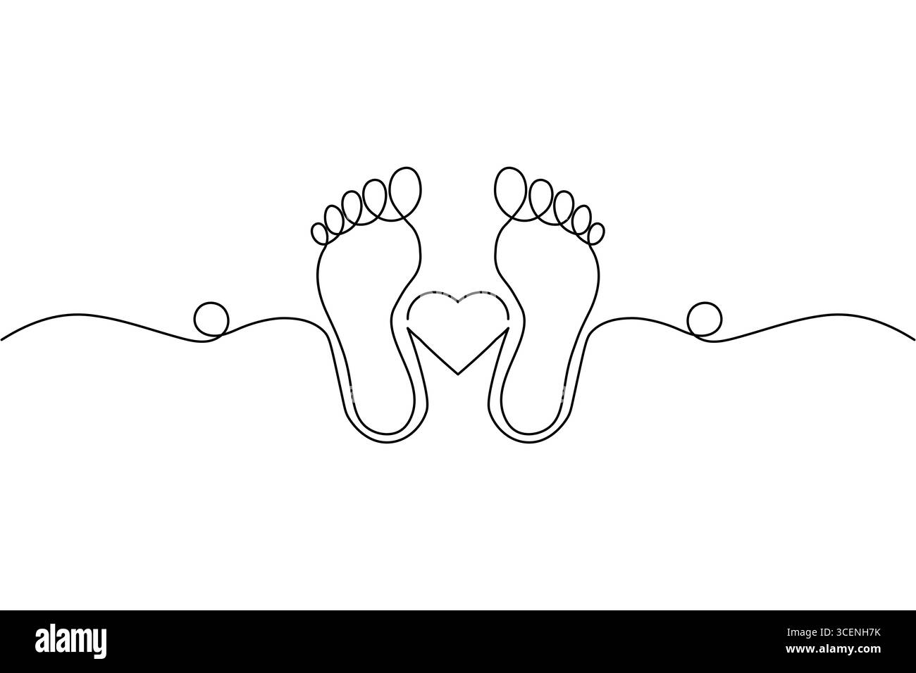 Art simple ligne de deux pieds avec coeur entre les pieds Illustration de Vecteur