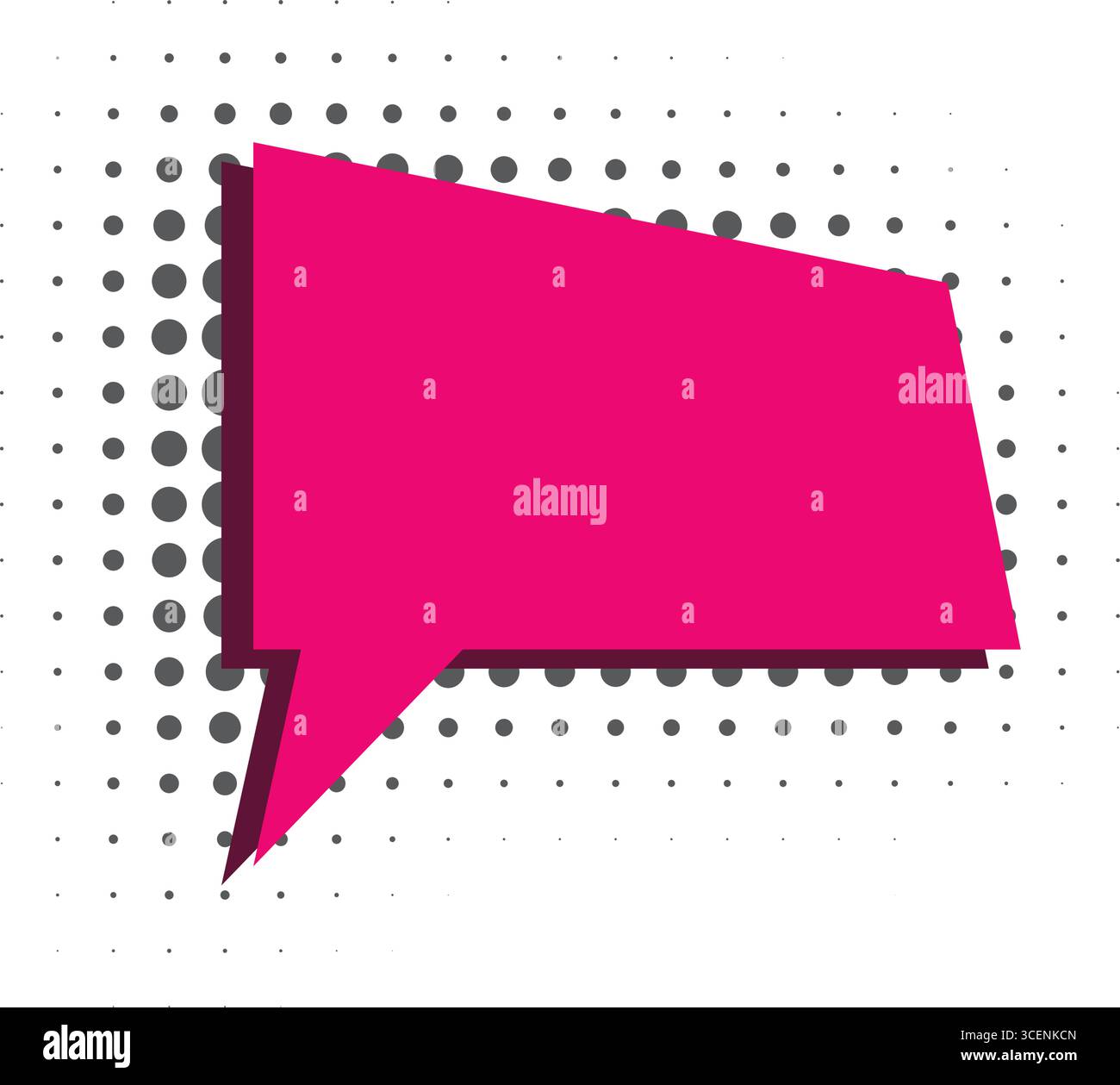 Boîte de dialogue rose vif en style demi-ton. Modèle de bulle de dialogue vide pour le texte. Icône clip art pour message, graphiques vectoriels Illustration de Vecteur
