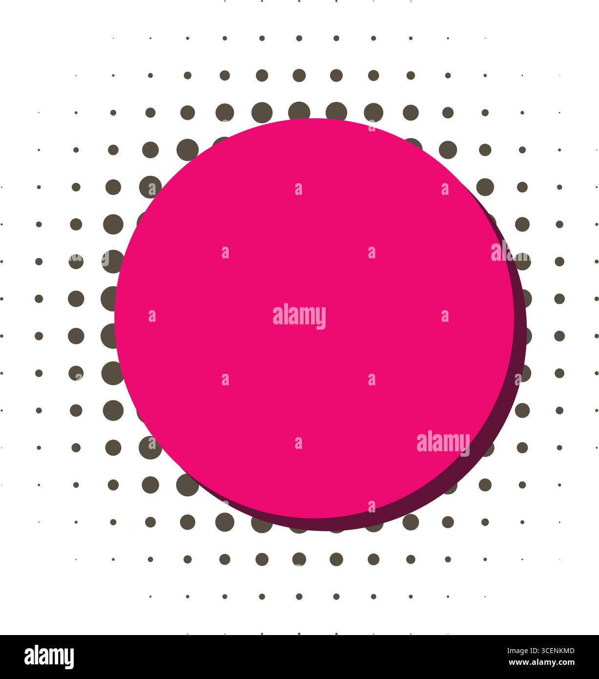 Boîte de dialogue ronde rose vif en style demi-ton. Modèle de bulle circulaire vide pour le texte. Icône clip art pour message, graphique vectoriel Illustration de Vecteur