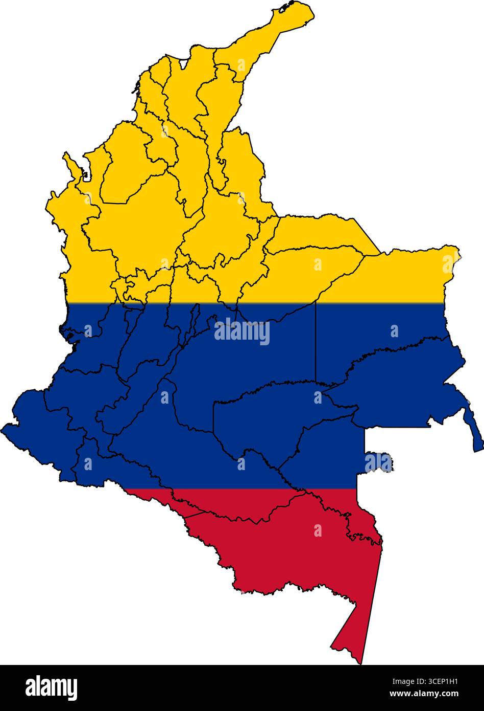 Carte de Colombie avec drapeau national – illustration vectorielle du contour du pays et symbole pour la géographie, les voyages et l'éducation Illustration de Vecteur
