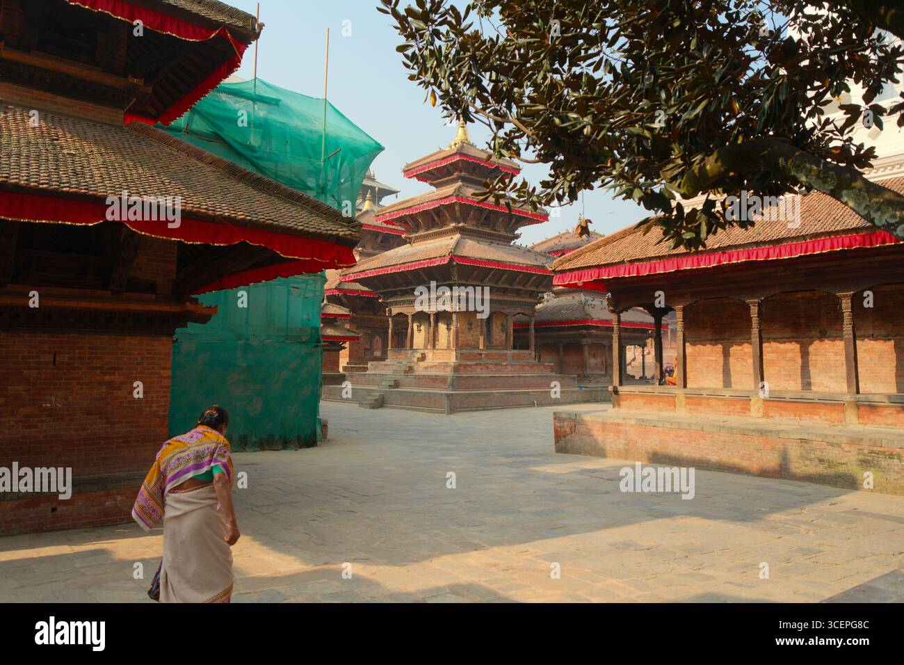Ancienne cour du palais à Bhaktapur Durbar Square, Népal Banque D'Images