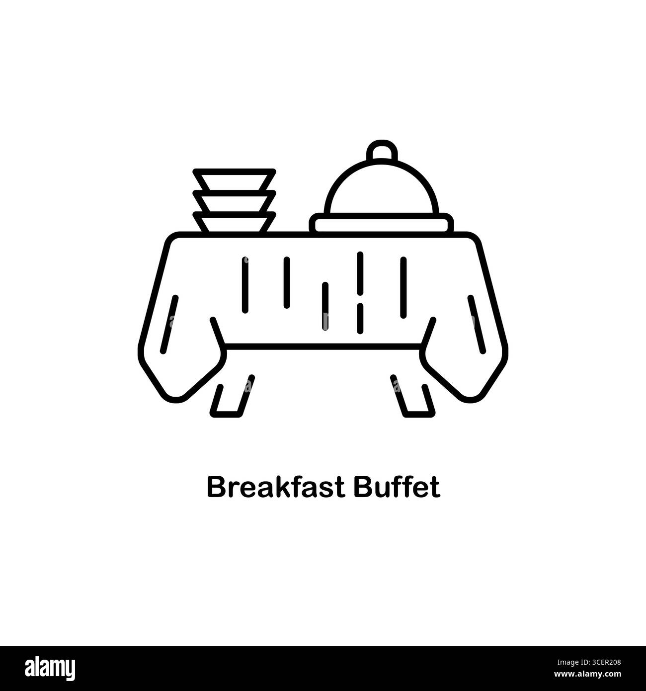 Buffet dans l'icône de ligne vectorielle de restaurant, signe, illustration sur fond, traits modifiables Illustration de Vecteur