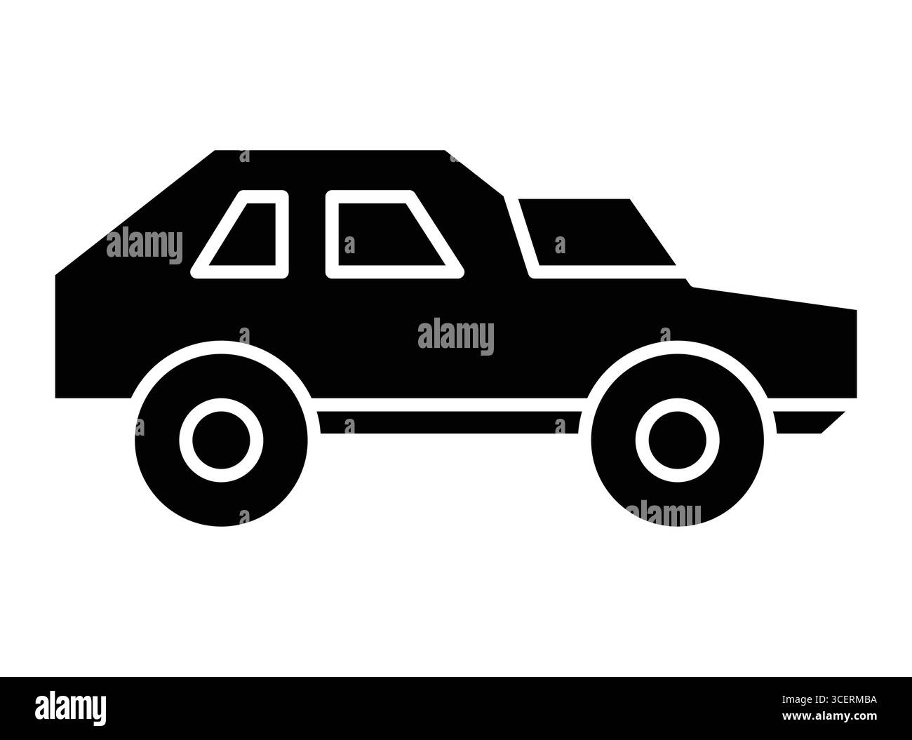 Une silhouette noire d'un VUS classique présentée en vue latérale. Cette conception graphique simple est parfaite pour les concepts de transport et l'environnement th Illustration de Vecteur