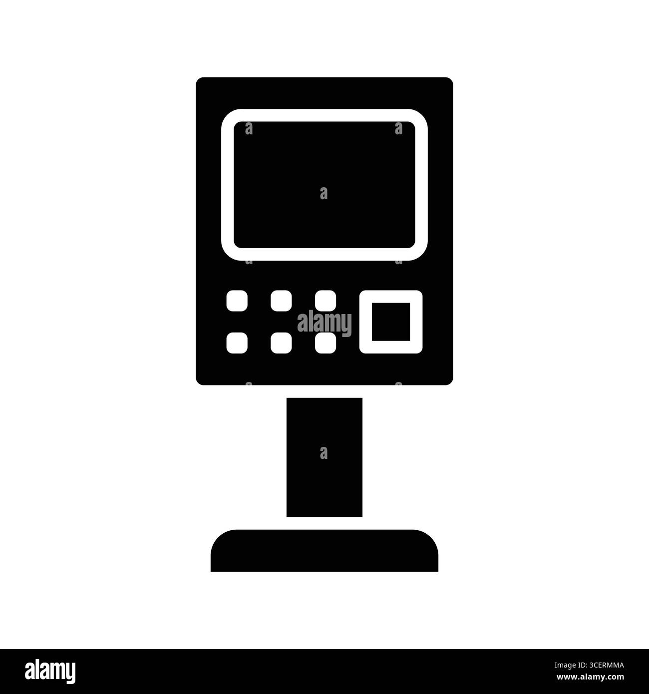 Silhouette noire minimaliste d'une borne de paiement idéale pour les environnements de vente au détail modernes. Présente la technologie pour les transactions sans espèces et l'optio en libre-service Illustration de Vecteur