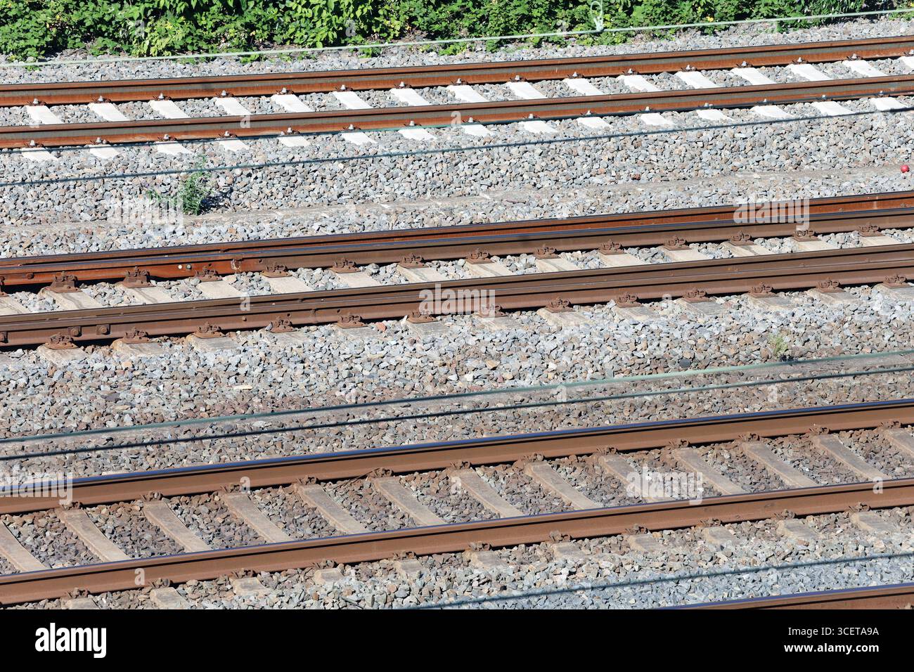Gleisanlagen für Züge Gleise der Deutschen Bahn in der Aufsicht *** systèmes de voies pour trains Deutsche Bahn voies sous surveillance Banque D'Images