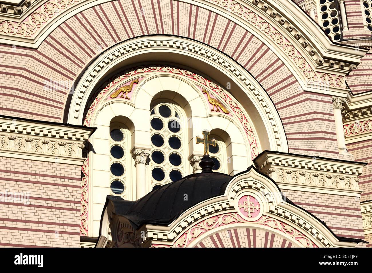 Un gros plan de la Nativité de Riga de la cathédrale du Christ orthodoxe à Riga, Lettonie, conçue par Nikolai Chagin et Robert Pflug Banque D'Images