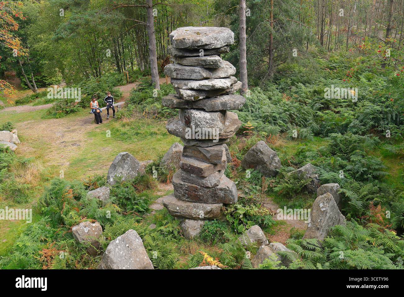 Une pile de pierres / rochers situé à côté du temple druides sur le Swinton Estate, North Yorkshire, Royaume-Uni Banque D'Images