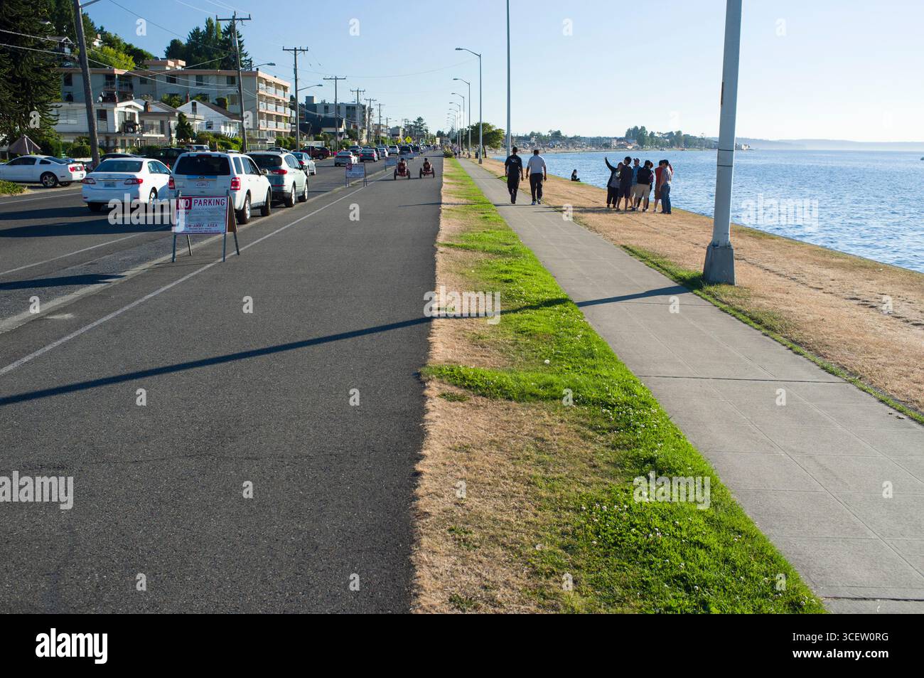 Deux chemins le long du rivage à Alki, West Seattle, comté de King, Washington, États-Unis Banque D'Images
