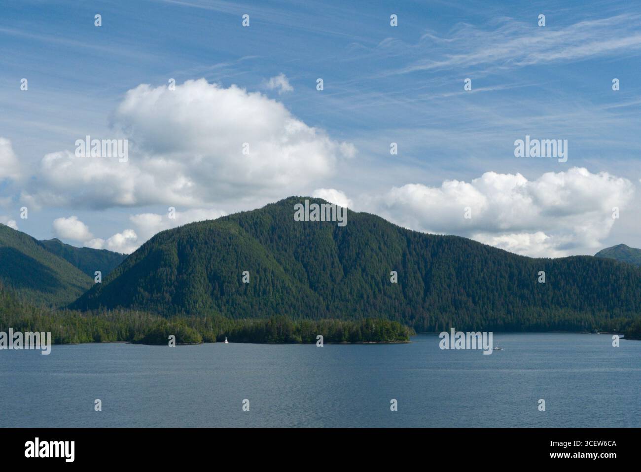 Vue de la forêt nationale de Tongass à partir de la Manche orientale de la baie Sitka, Alaska, USA Banque D'Images