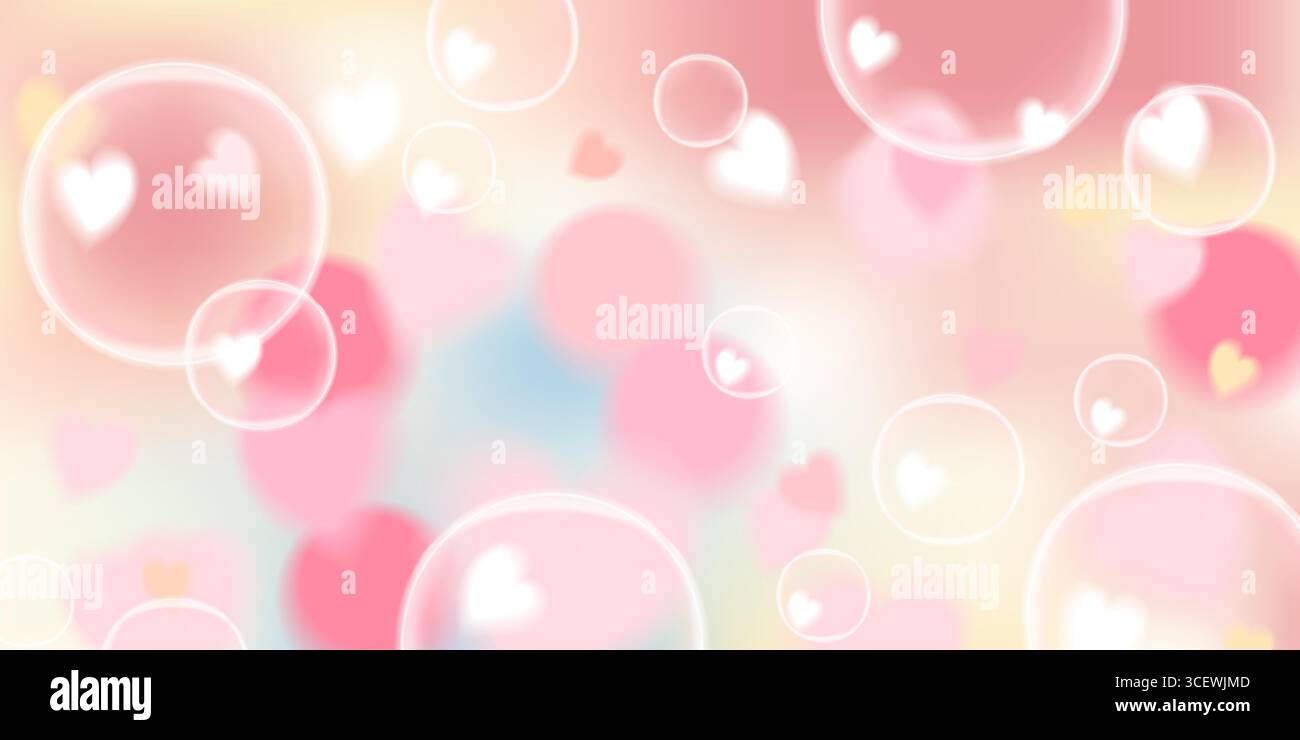 Bulles chaudes de jaune doré et de coeur de pêche, bokeh fantastique doux Illustration de Vecteur