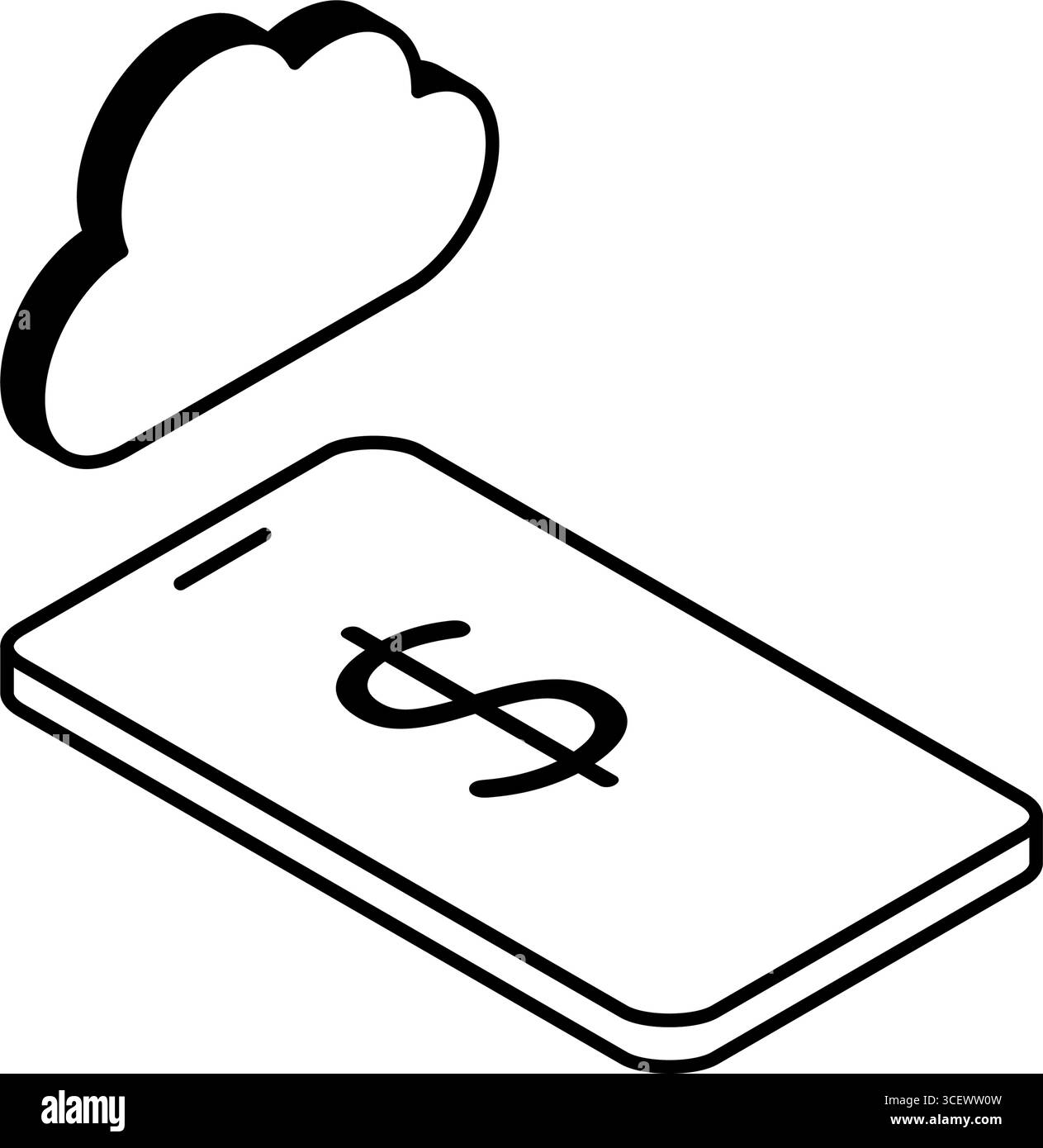 Icône FinTech du service de paiement basé sur le cloud, de la finance numérique et de l'illustration vectorielle de transaction en ligne sécurisée Illustration de Vecteur