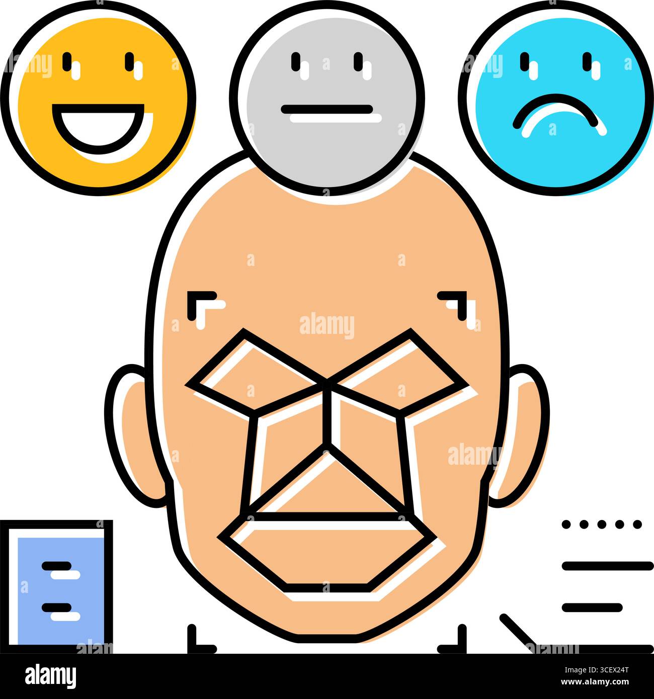 illustration vectorielle d'icône de couleur de visage d'analyse de sentiment nlp Illustration de Vecteur