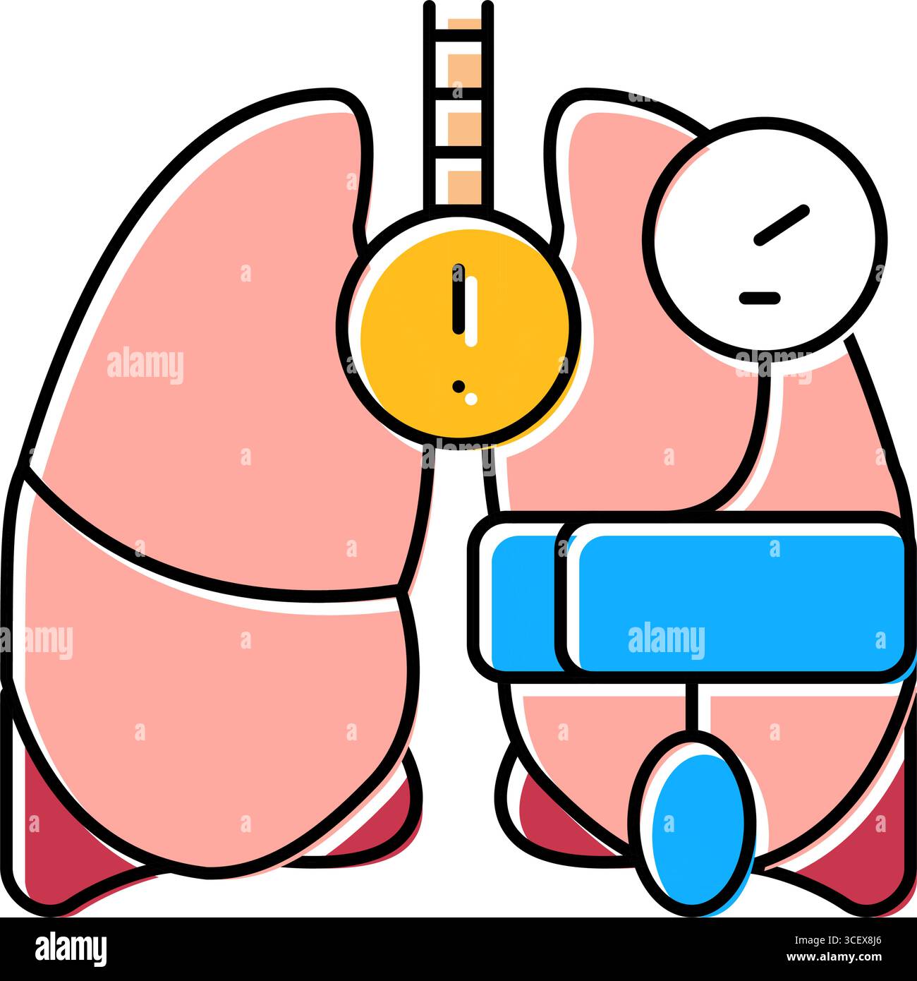 illustration vectorielle d'icône de couleur de maladie cardiologique d'hypertension pulmonaire Illustration de Vecteur