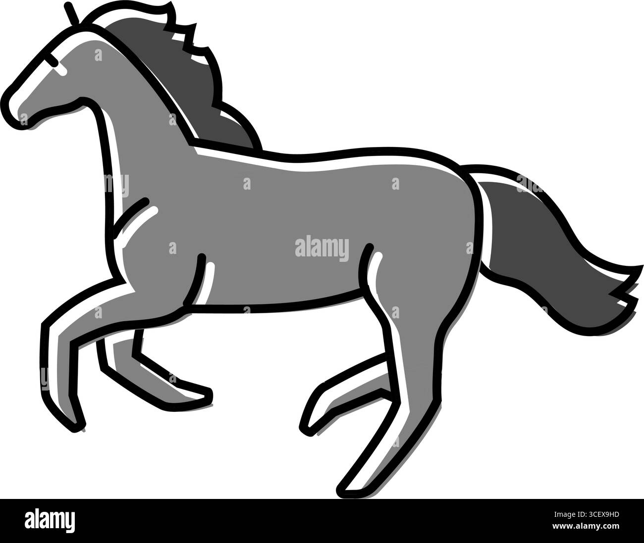 illustration vectorielle d'icône de couleur d'élevage de cheval galopant Illustration de Vecteur