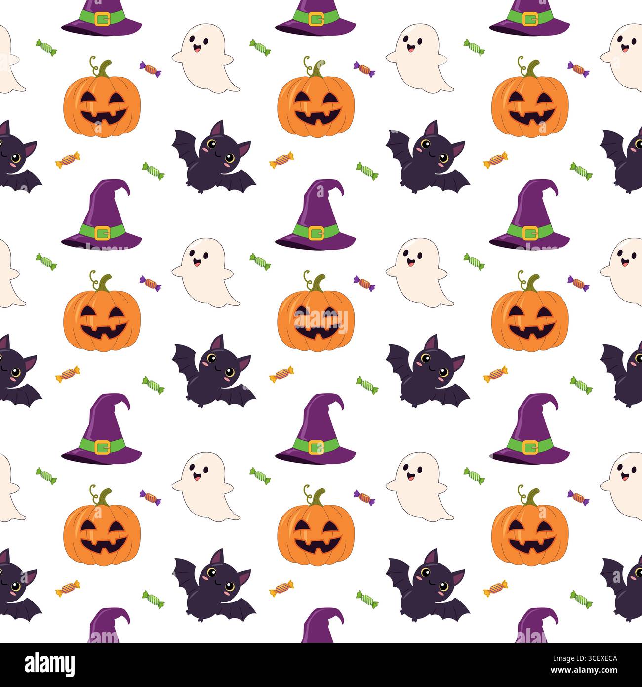 Modèle sans couture d'Halloween avec des icônes effrayantes Illustration de Vecteur