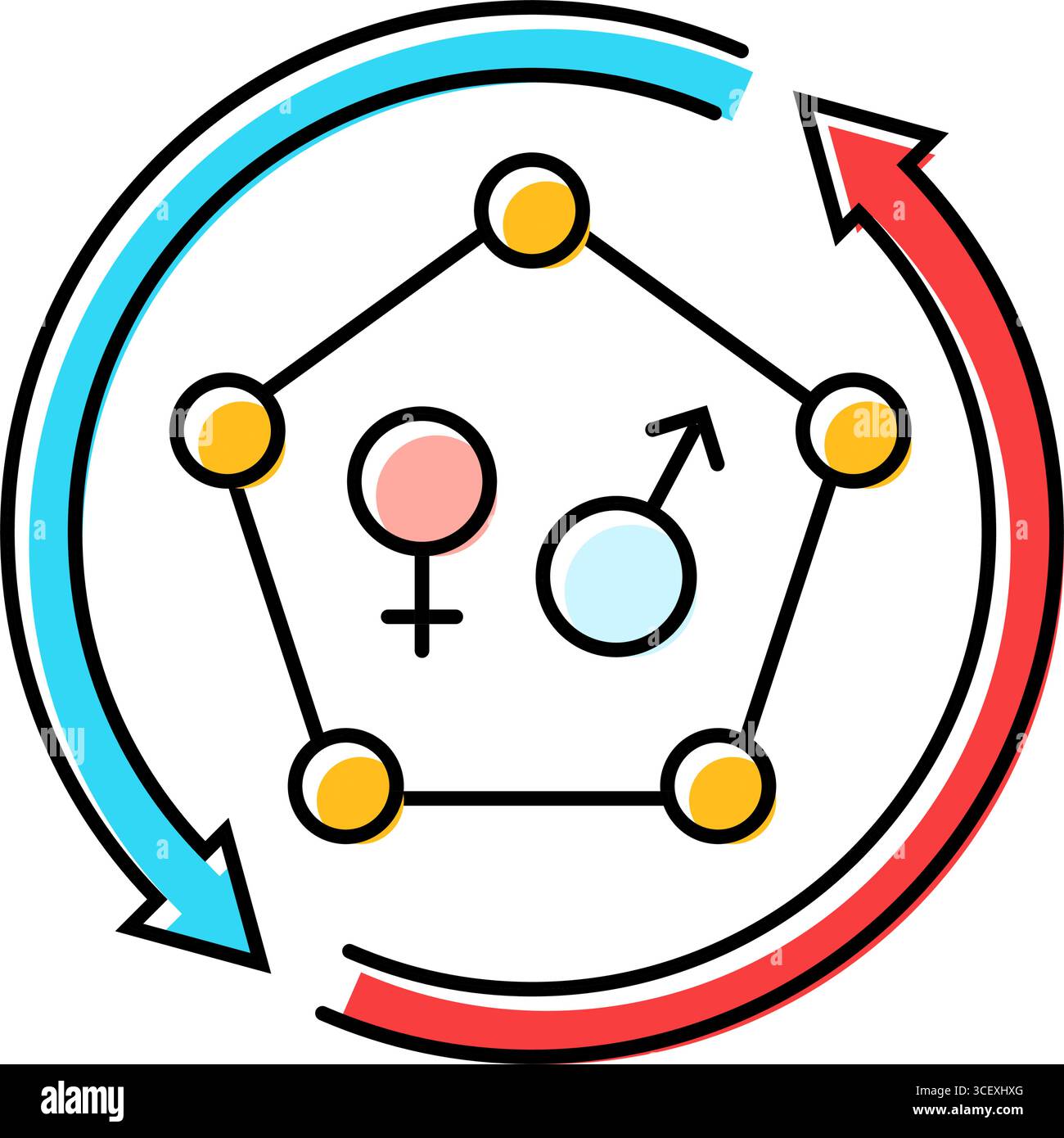 changements hormonaux adolescence puberté illustration vectorielle d'icône de couleur de puberté Illustration de Vecteur