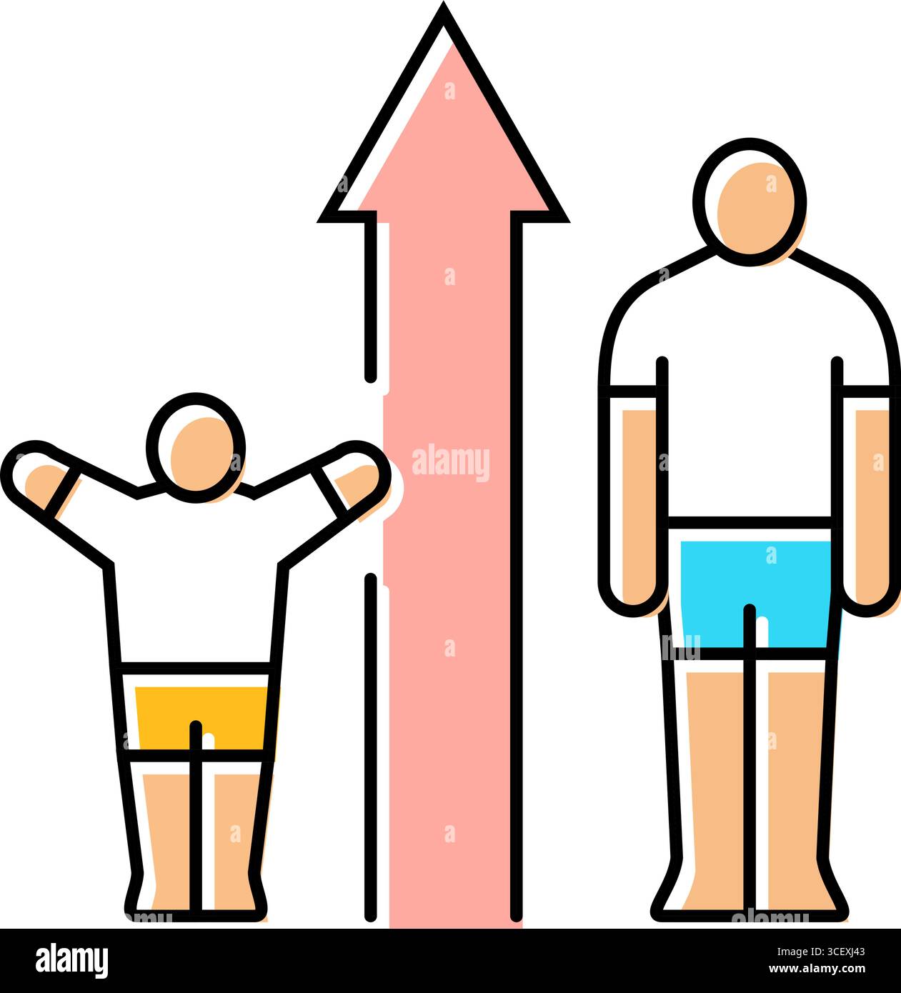 augmentation de la hauteur adolescence puberté illustration vectorielle d'icône de couleur Illustration de Vecteur