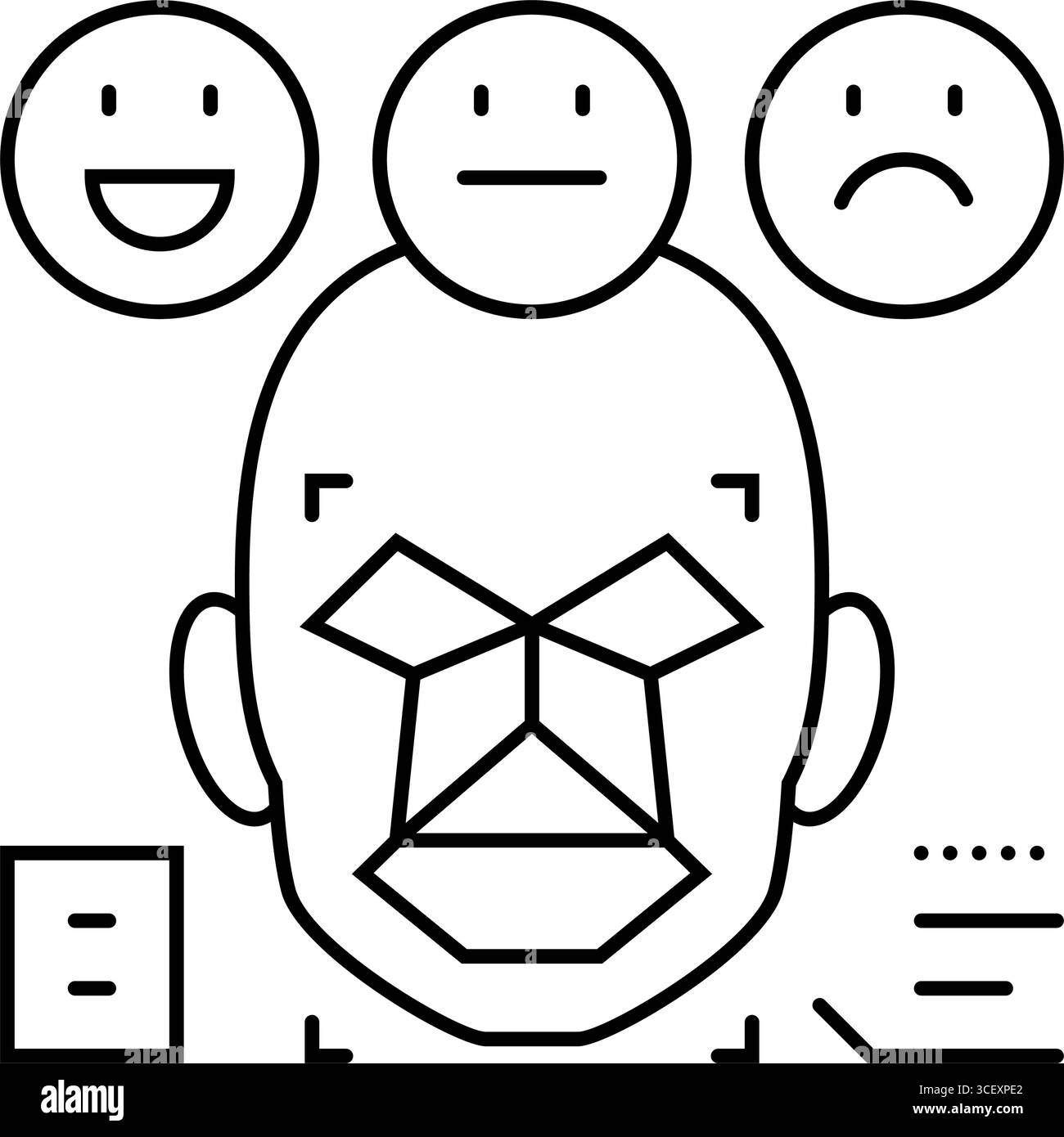 illustration vectorielle d'icône de ligne de nlp face d'analyse de sentiment Illustration de Vecteur