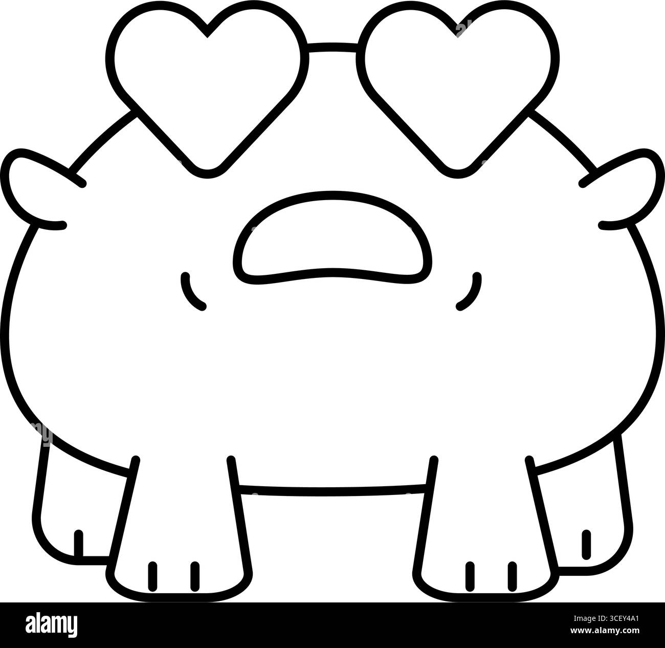 cœur yeux mignon illustration vectorielle d'icône de ligne de monstre Illustration de Vecteur