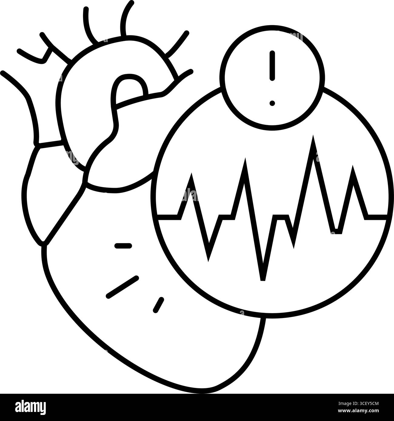 illustration vectorielle d'icône de ligne de cardiologie de fibrillation auriculaire Illustration de Vecteur