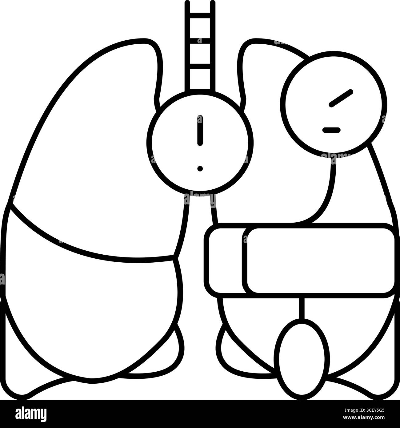 illustration vectorielle d'icône de ligne de maladie cardiologique d'hypertension pulmonaire Illustration de Vecteur