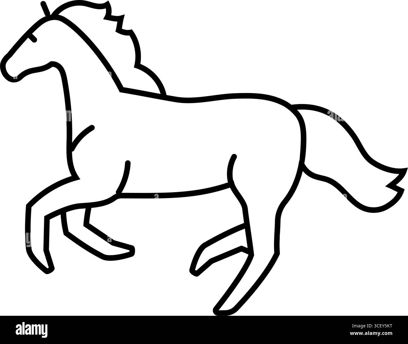 illustration vectorielle d'icône de ligne d'élevage de cheval galopant Illustration de Vecteur
