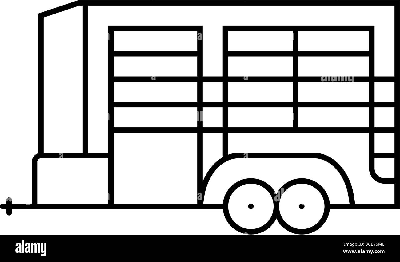illustration vectorielle d'icône de ligne d'élevage de cheval de remorque Illustration de Vecteur