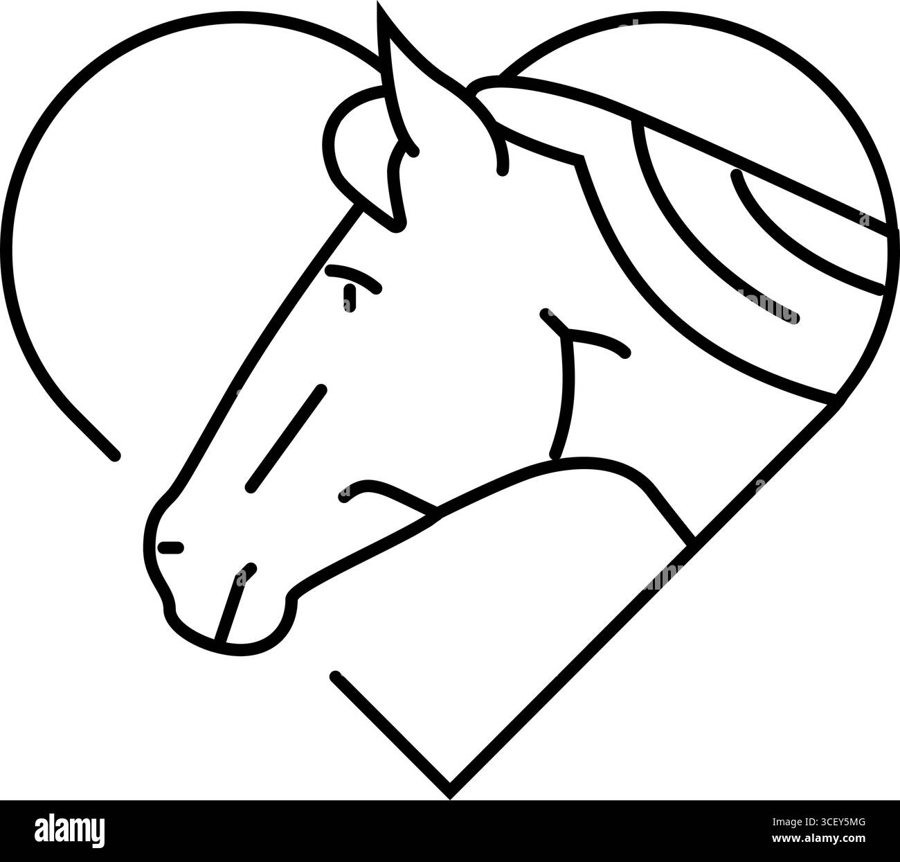 illustration vectorielle d'icône de ligne d'élevage de cheval de coeur Illustration de Vecteur