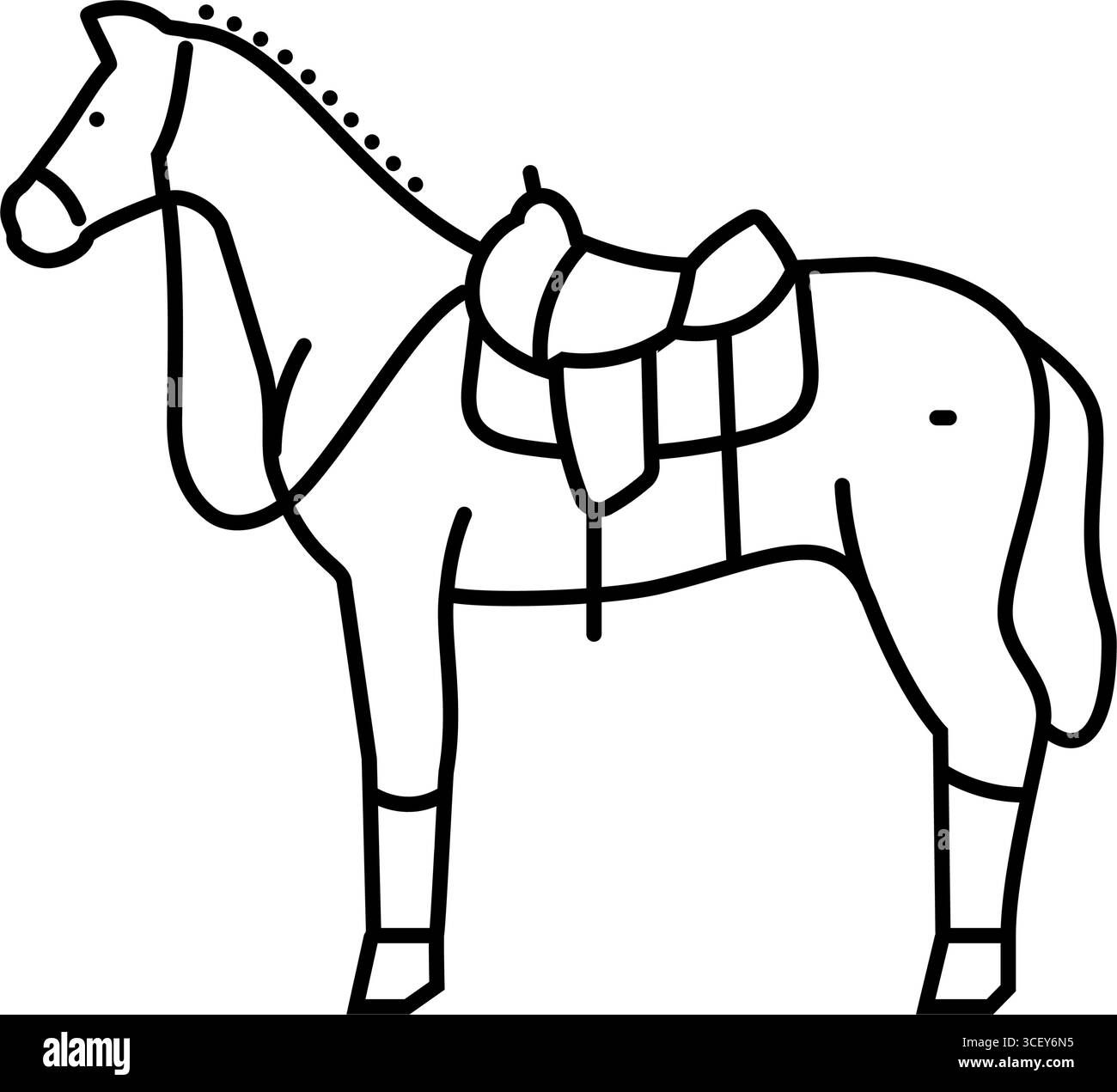 illustration vectorielle d'icône de ligne d'élevage de cheval de selle Illustration de Vecteur