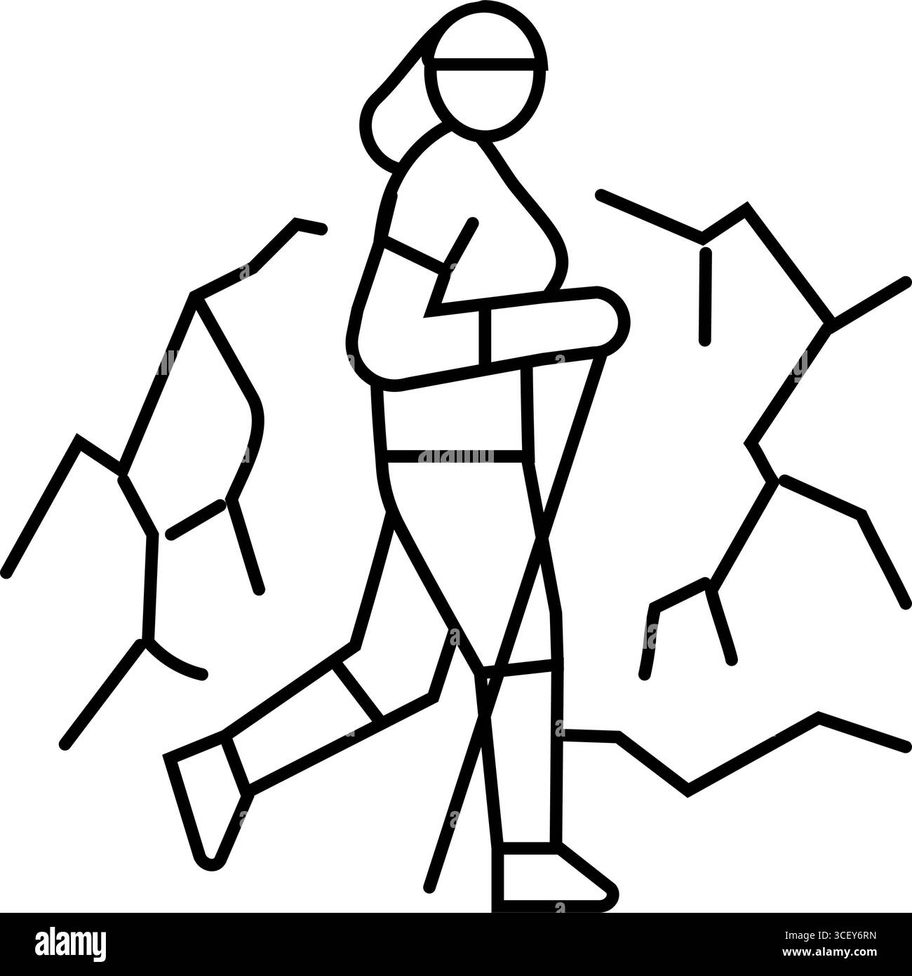 silhouette de montagne nordic walker line illustration vectorielle d'icône Illustration de Vecteur