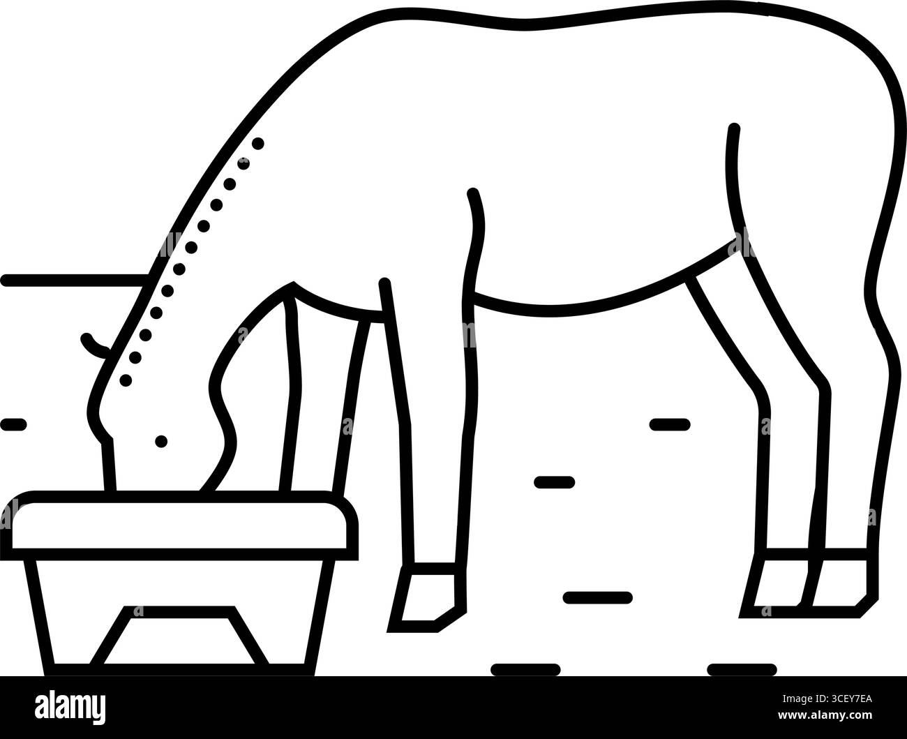 illustration vectorielle d'icône de ligne d'élevage de cheval d'auge d'eau Illustration de Vecteur