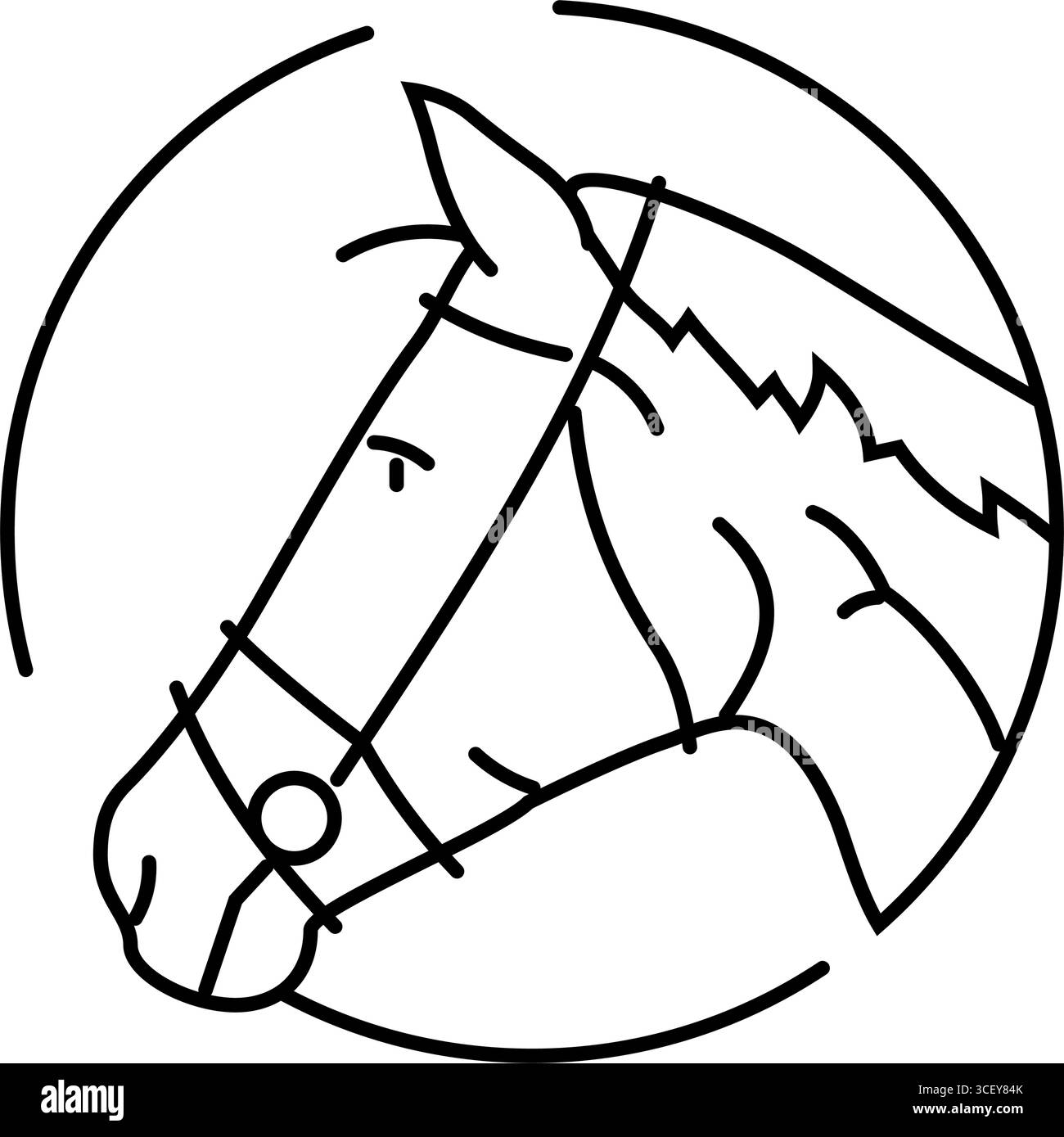 illustration vectorielle d'icône de ligne d'élevage de cheval de bride Illustration de Vecteur