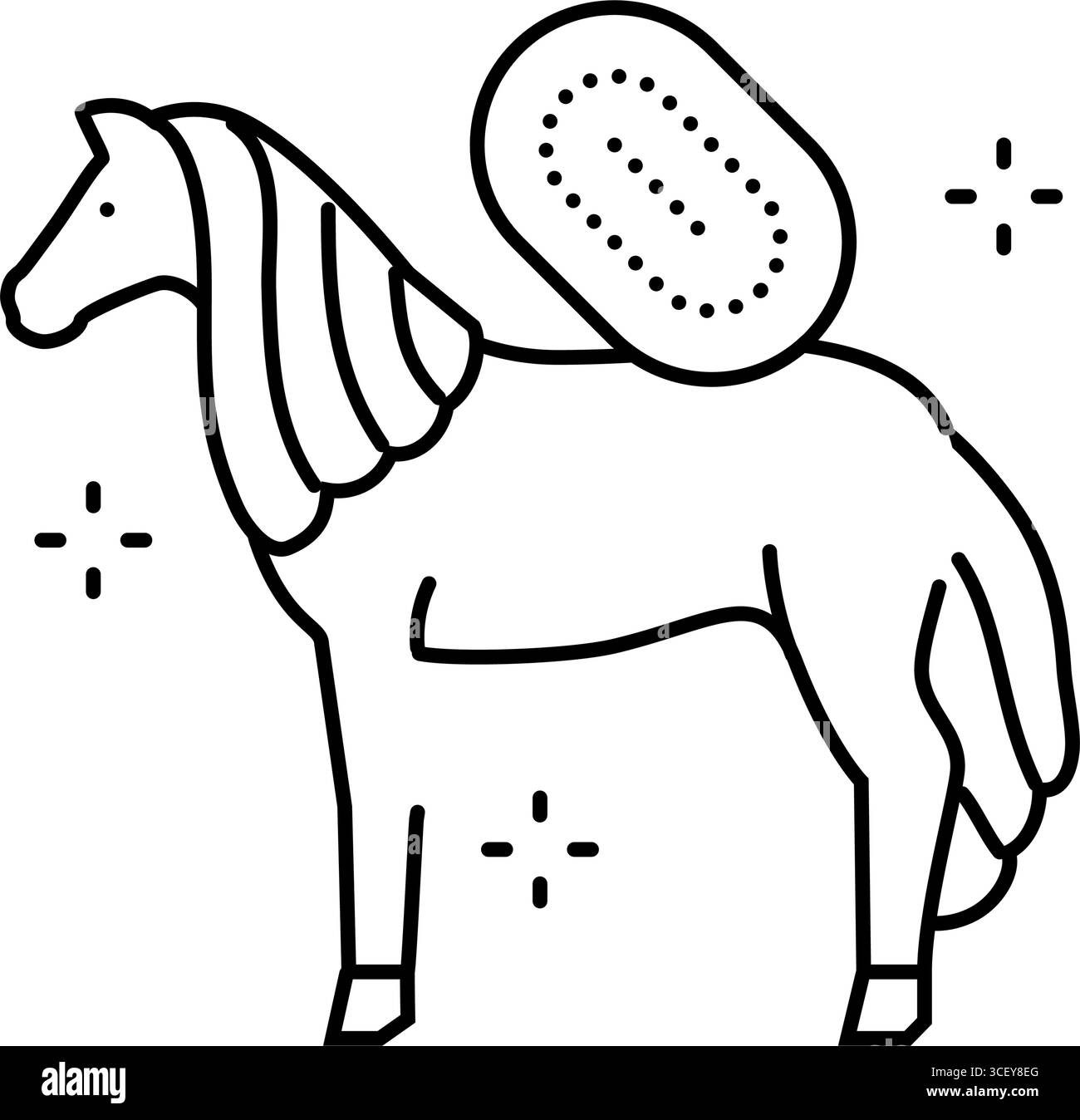 illustration vectorielle d'icône de ligne d'élevage de cheval de toilettage Illustration de Vecteur