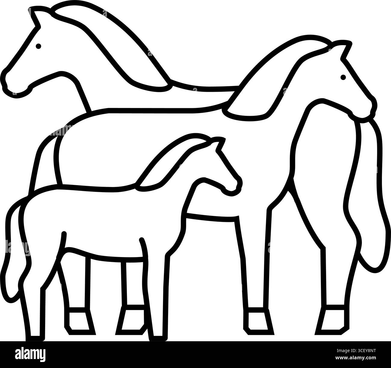 illustration vectorielle d'icône de ligne d'élevage de cheval de famille Illustration de Vecteur