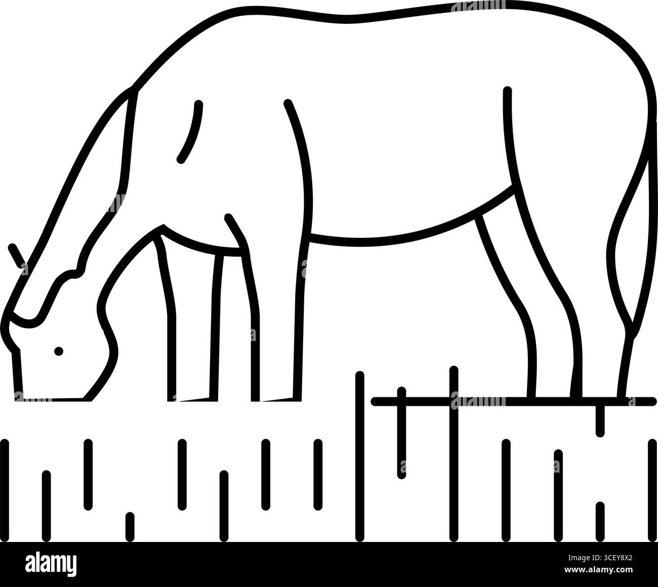 illustration vectorielle d'icône de ligne d'élevage de cheval de pâture Illustration de Vecteur