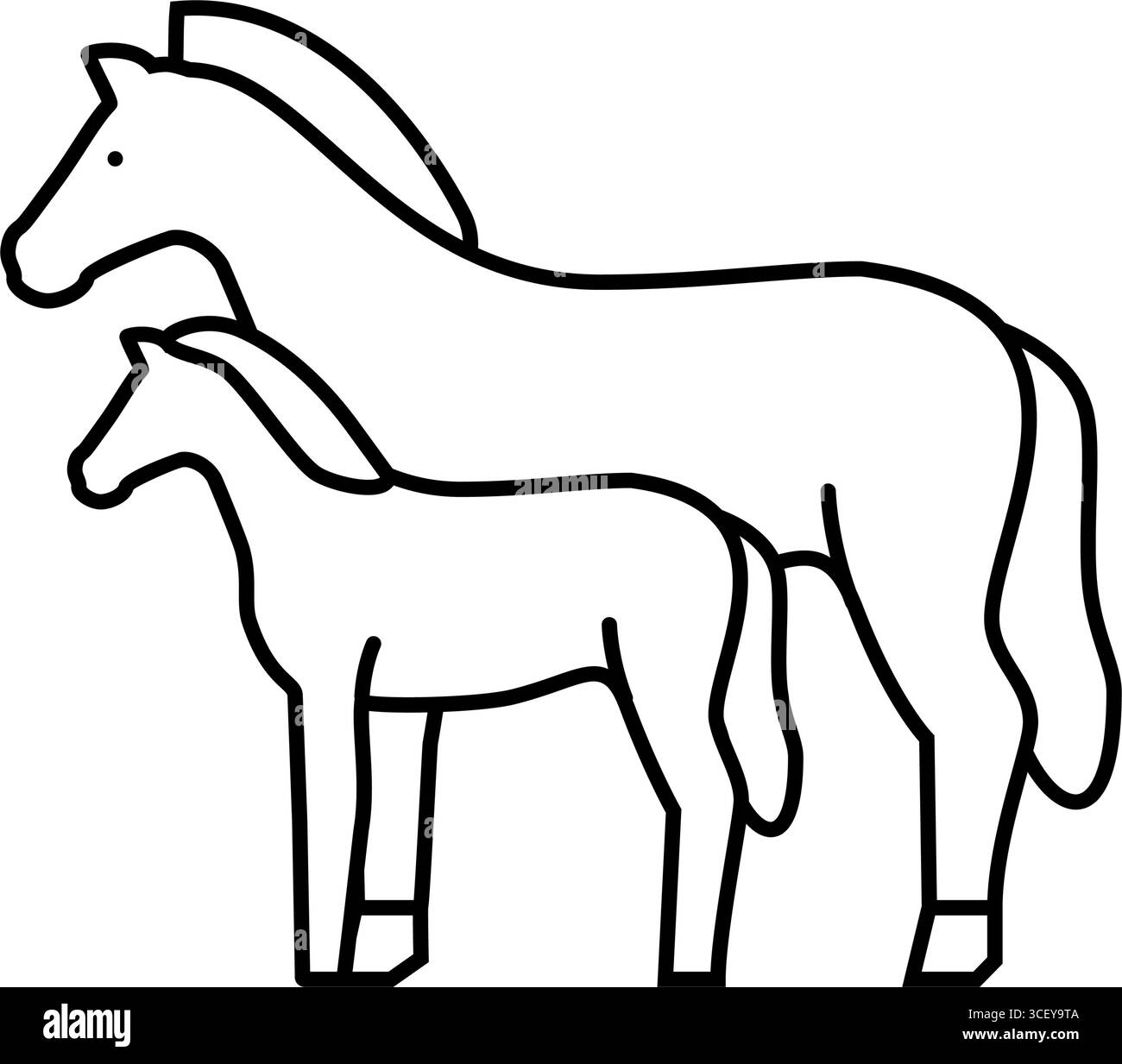 illustration vectorielle d'icône de ligne d'élevage de cheval poulain Illustration de Vecteur